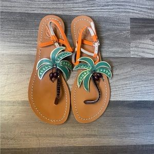 Tory Burch Castaway palm tree flat sandal